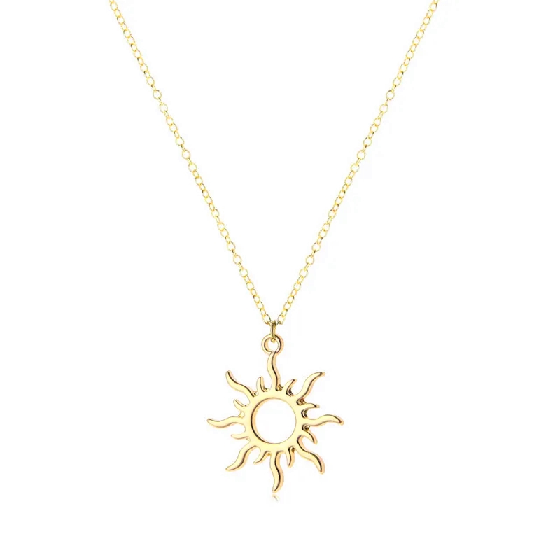 10PCS Cute Moon Sun Goddess Sunlight Pendant Necklace Sunshine Stainless Steel Clavicle Choker for Mother Girlfriend Women Female Girl Chain Ourtdoor 