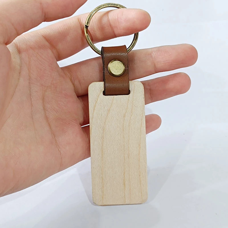 5 cherry wood keychains sturdy and durable. DIY lightweight backpack pendant with PU keychain 241115