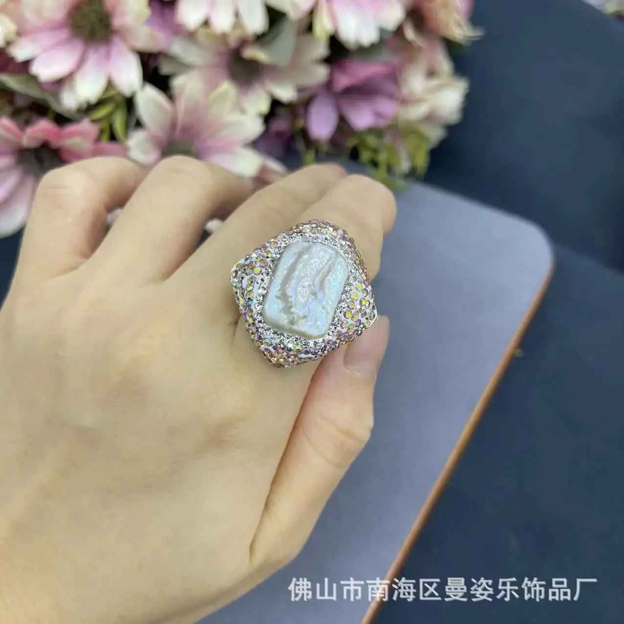 Square Baroque Pearl Jewelry Set Ceramic Clay Inlay Three Piece Set Medieval Natural Jewelry Source Wholesale 241115