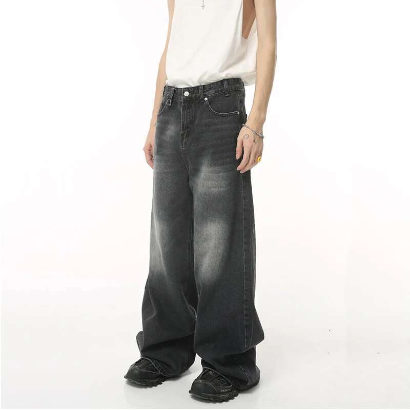 Streetwear vintage Y2k MenS Jeans Black Baggy Trousers New Wide Leg De