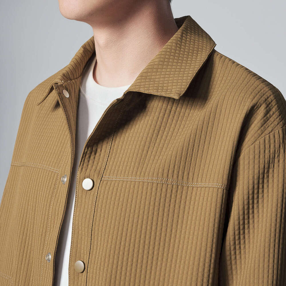 Mokaike Plaid Texture Workwear 2024 Autumn New Simple Lapel Men's Jacket 81220