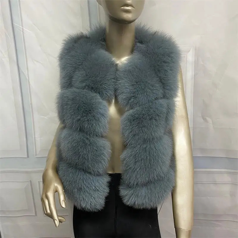 Natural Fur Vest Ladies Winter Autumn Coat Warm Made of Womens Real Genuine 241115