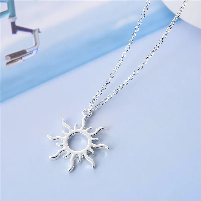 10PCS Cute Moon Sun Goddess Sunlight Pendant Necklace Sunshine Stainless Steel Clavicle Choker for Mother Girlfriend Women Female Girl Chain Ourtdoor 