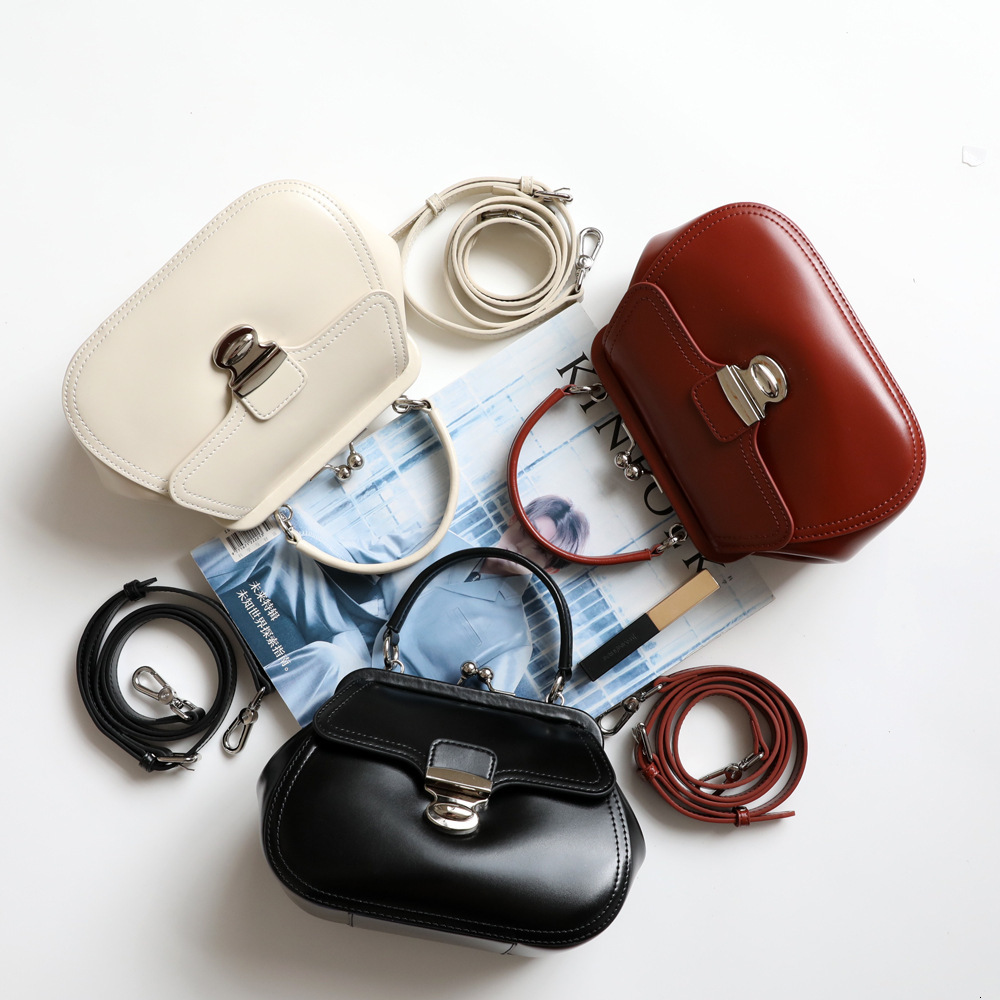 Niche Design Women's Bags Top Handle Genuine Leather Crossbody Hand Bag With Clip dddmymoon