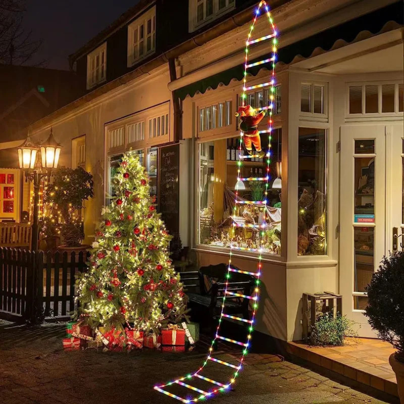 LED Christmas Decorations Fairy lamp LED Ladder Lamp with Climbing Santa Claus Home Outdoor Christmas Light Year Ornaments s 241114