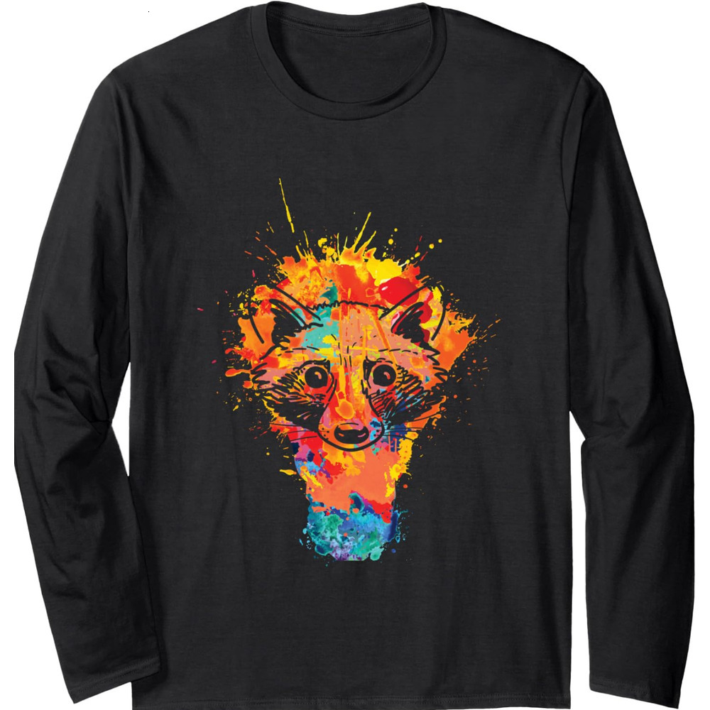 Long Sleeve Shirts for Men sweatshirt Illustrative Watercolor Raccoon Animal Lover Gift Long Sleeve Tee Streetwear Casual tops clothes fashion