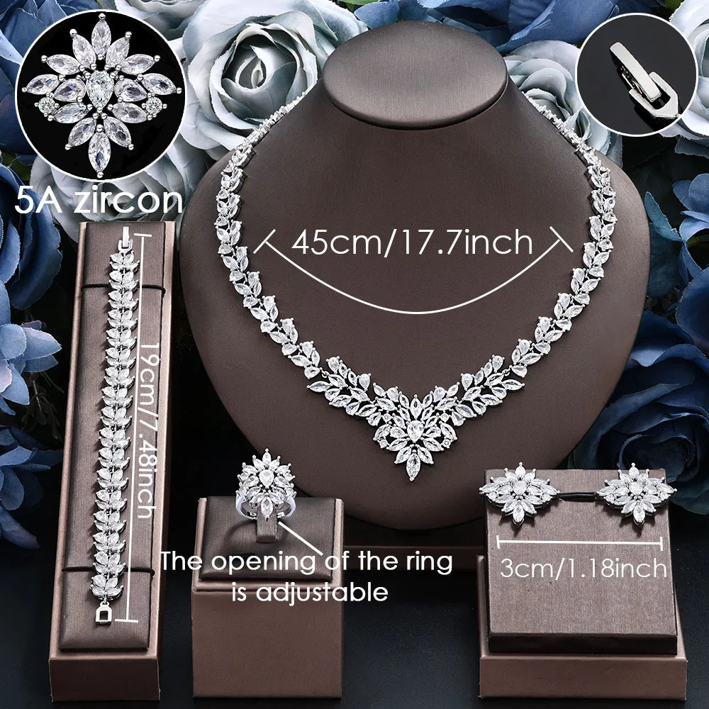4-piece bridal wedding jewelry set for 2024 womens wedding accessories water droplet jewelry set necklace and earring set 241115