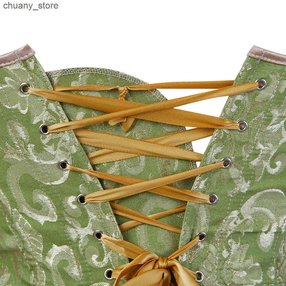 Belts Womens Corset Top Vintage Bustiers Lace Up Corsets Jacquard Bustier Elegant Korsett Halloween Party Costume Medieval Outfits L240910