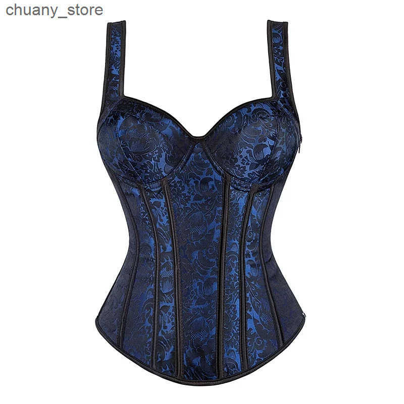 Belts Women Corset with Straps Black Overbust Corsets Vest Plus Size Steampunk Corsets and Bustiers Lace Up Boned Jacquard Corset Top L240910