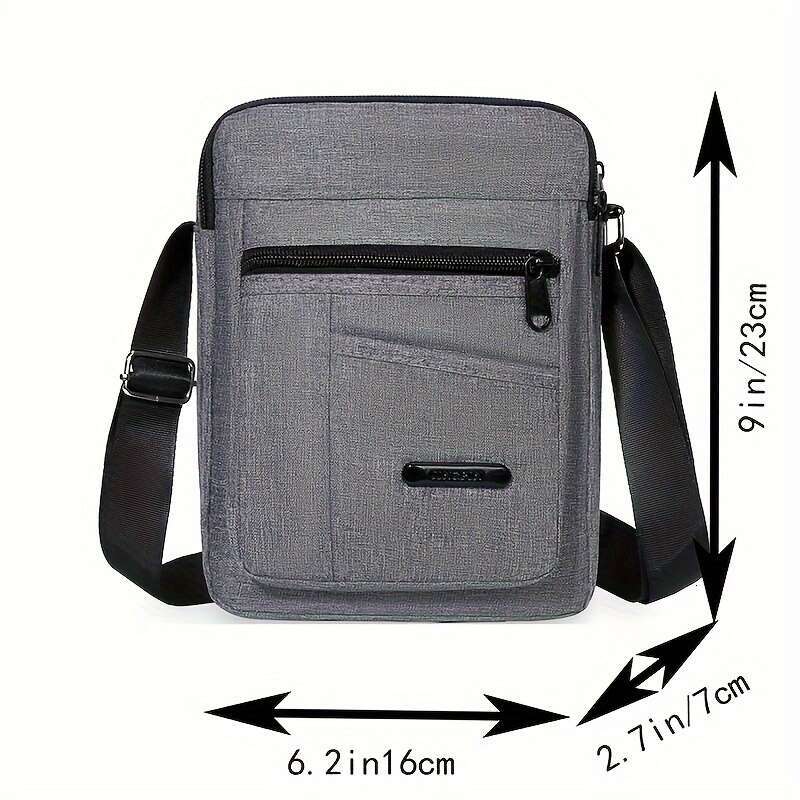 Men's casual nylon bag waterproof crossbody adjustable shoulder strap, daily commuting messenger contrasting sequin details - durable small bag, 