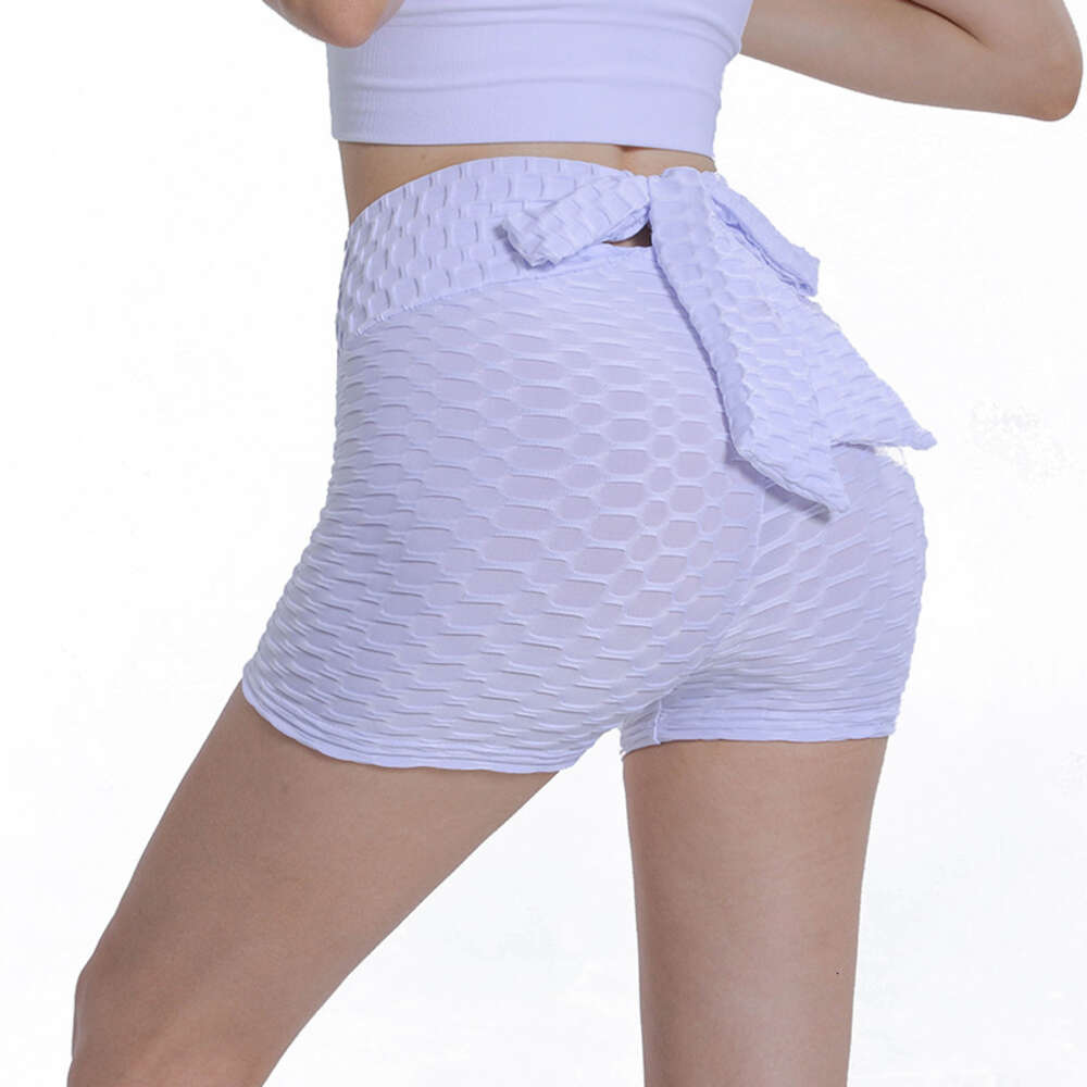 New Bubble with Raised Hips, High Waist Bow and Drawstring Shorts, Female Slim Fit, Sexy Yoga Tripartite Pants F41516