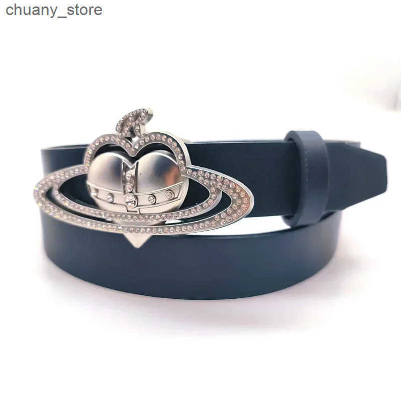 Belts Fashion Cross Crown Design Buckle Belt Y2K Spicy Girl Love Leather Belt for Female Dress Jeans Ceinture Waistband L240910