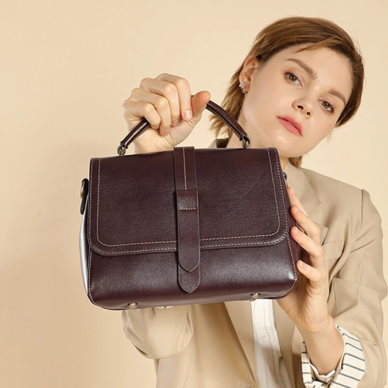 Toptrends Natural Genuine Leather Small Tote Handbags For Women y ner Short Handle Ladies Shoulder Crossbody Bags 241111