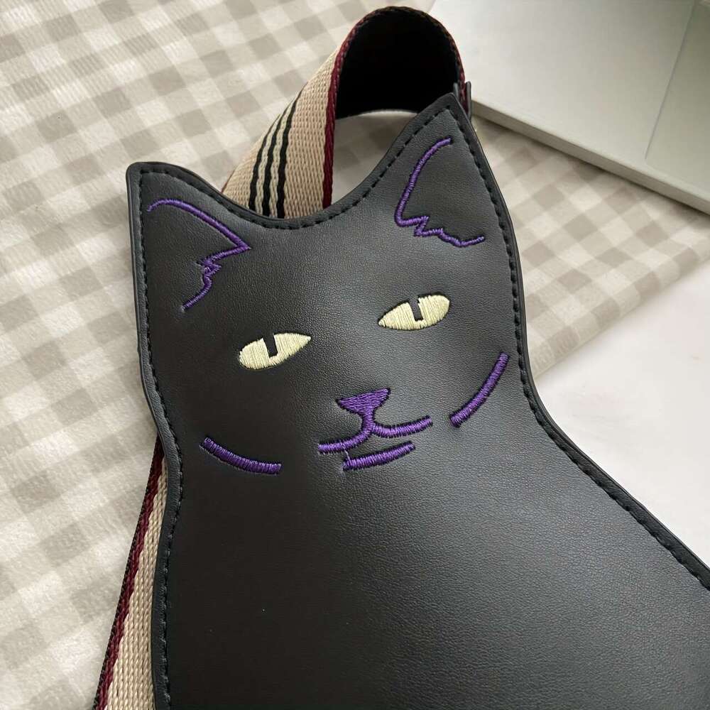 Balck Cat Shaped Crossbody Vintage Animal Sg Bag, Cute Cartoon Shoulder Bag
