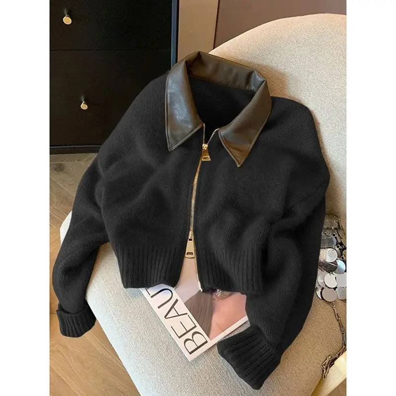 Lazy Style Soft and Sticky Knitted Sweater Cardigan for Women 2024 Autumn Winter Highend Big Red Top 241114