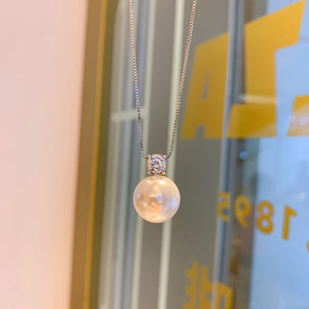 Charm 12mm white large pearl laboratory diamond pendant necklace earrings suitable for womens wedding party jewelry set exquisite gift accessories 241