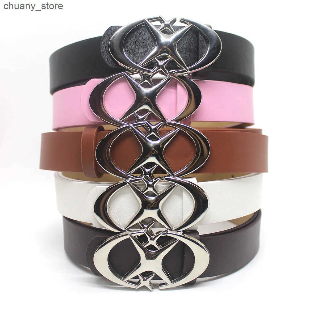 Belts Vintage Men Women Punk Cross Star Buckle Belt Design Metal Gothic Y2k Belt Pu Leather Waistband Jeans Pants Decorative Belt L240910