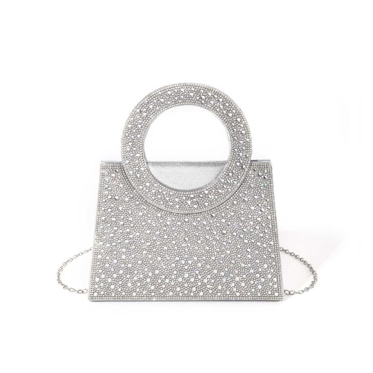 Design Sense Hot Stamping Diamond Water Diamond Shiny Crossbody Dinner Bag Wedding Party Niche Handbag