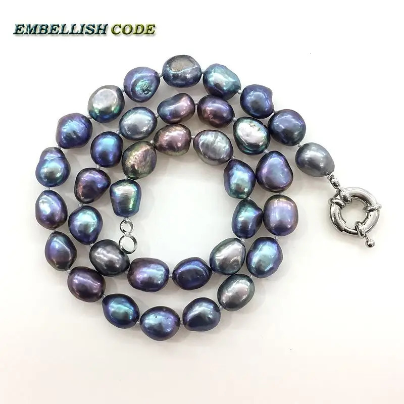 Beautiful Baroque Irregular Pearls Natural Freshwater Pearl Necklace Earrings Set Peacock Blue Colorful Girl 241115