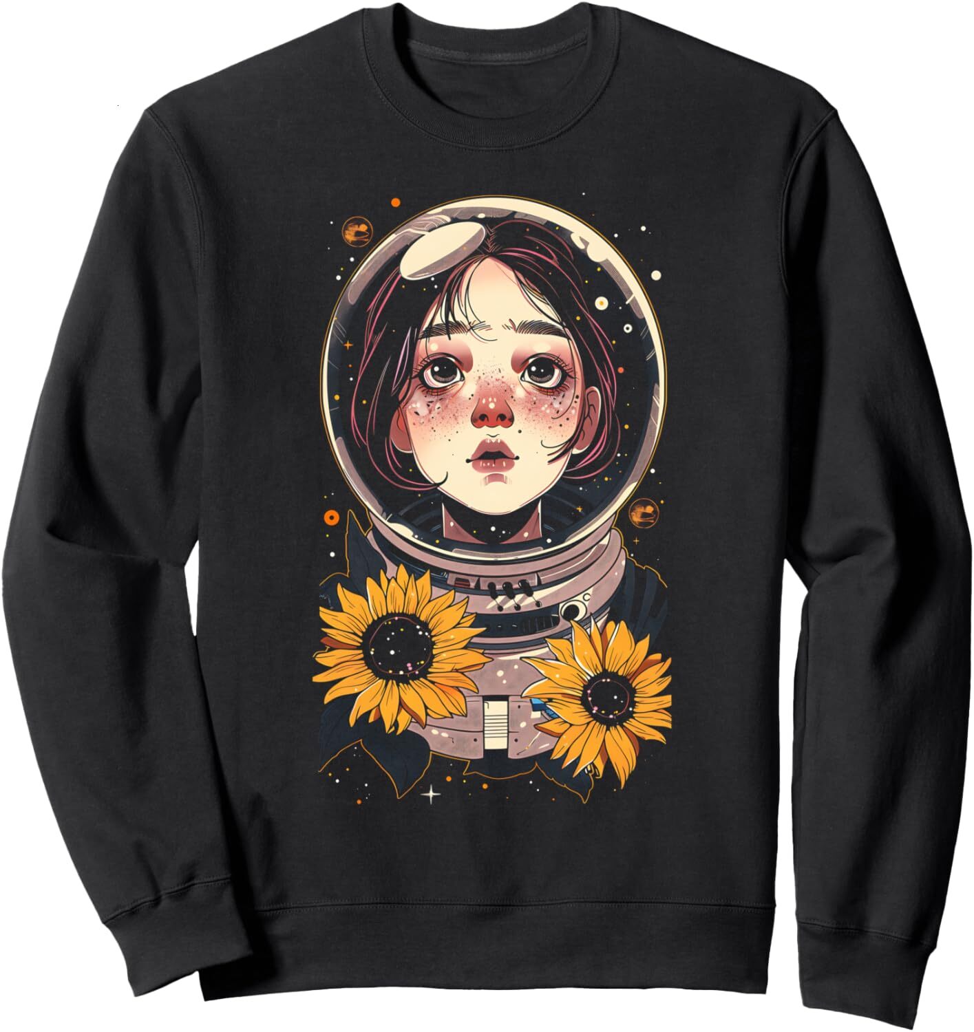 Long Sleeve Shirts for Men sweatshirt Astronaut Sunflower Space Galaxy Planet Science Geek Graphic Sweatshirt T shirt Tee Streetwear Casual tops cloth