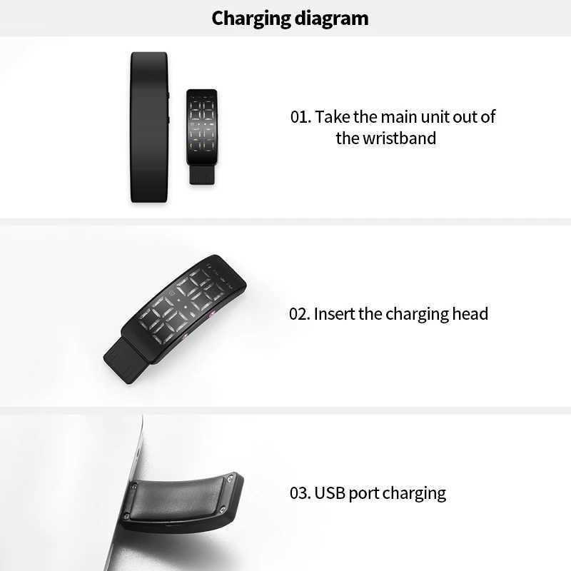 T5 smart wristband fitness bracelet IP65 waterproof sports LED activity sleep tracker smartwatch Y241114