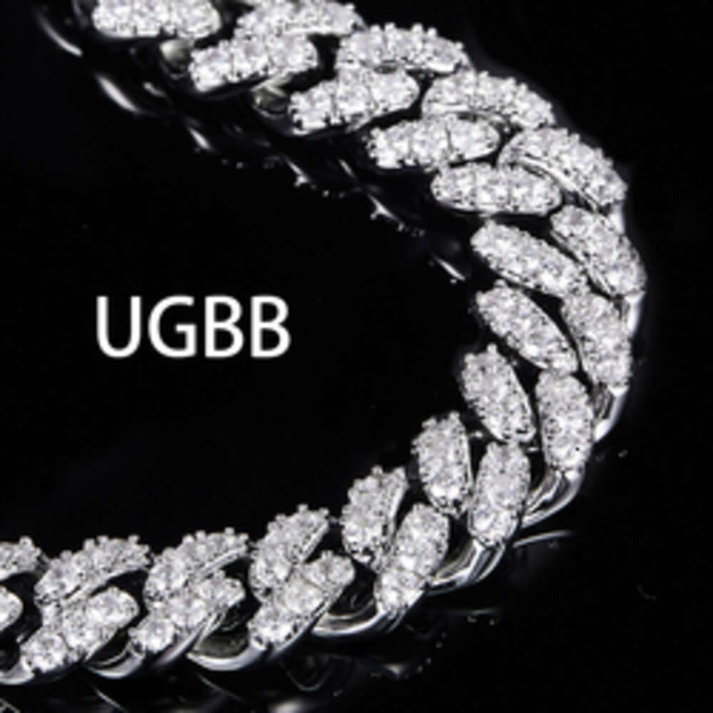 Hip Hop Jewelry Moissanite Cuban Necklace Ice Out 925 Sterling Silver Moissanite Cuban Link Chain