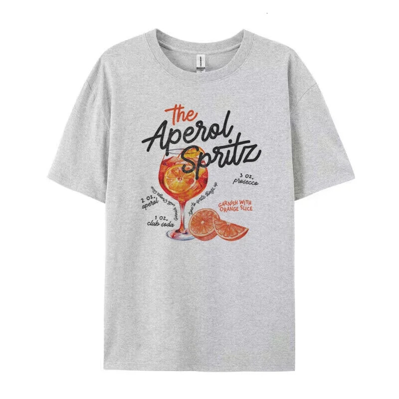 Aperol Spritz Retro Cocktail Graphic Tee Cute Alcohol Drink T Shirt Loose Cotton Printed TShirts Unisex Vintage Top Gift 240411