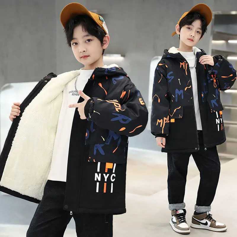 5 6 8 10 12 Year Youth Boys Jacket Autumn Thick Warm Childrens Jacket Fashion Zipper Hooded Boys Jacket New Childrens Clothing X241115