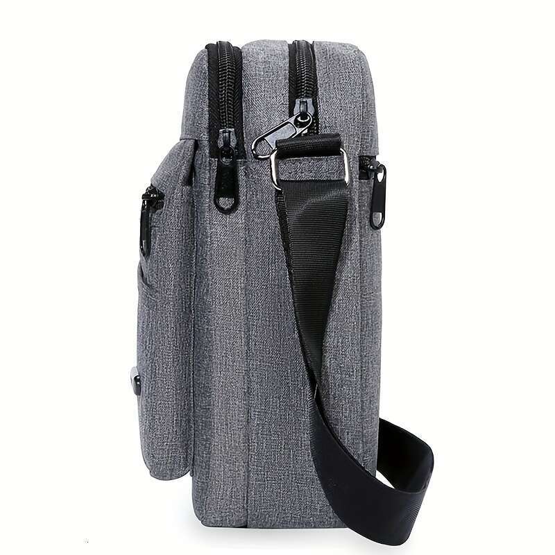 Men's casual nylon bag waterproof crossbody adjustable shoulder strap, daily commuting messenger contrasting sequin details - durable small bag, 