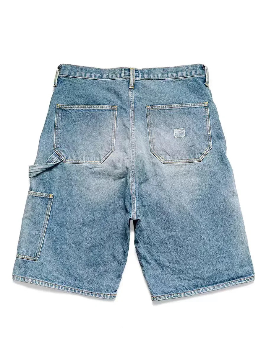KAPITAL Non Hirata Hohiro Cotton Beading Denim Mens Shorts Loose Relaxed Short Pants Women Casual Jean 240410