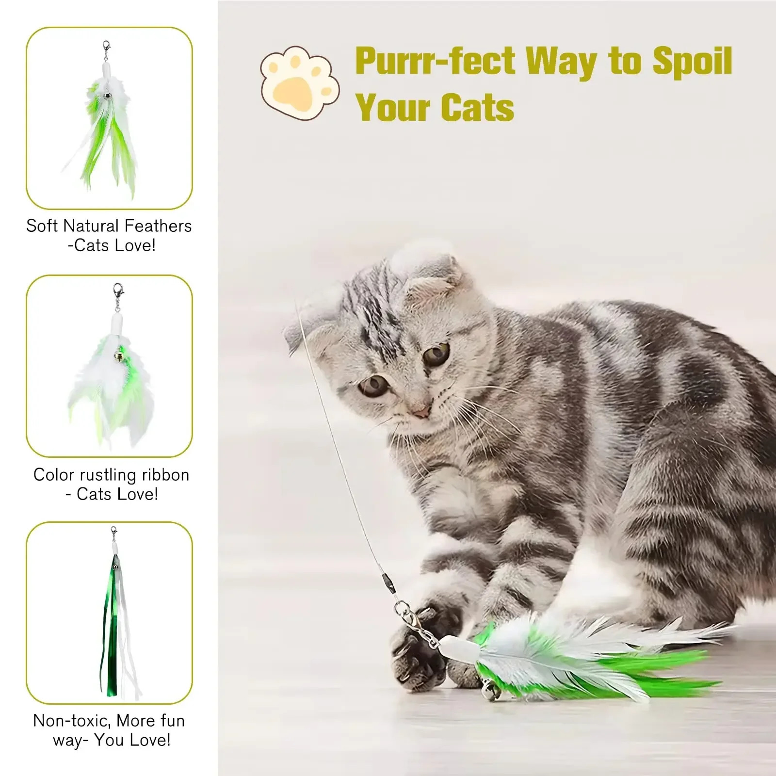 Retractable Cat Sticks Laser Cat Toy Interactive Feather Teaser Wand Toys Pet Kitten Game Fishing Pole Self Playing Hanging Toys 240411