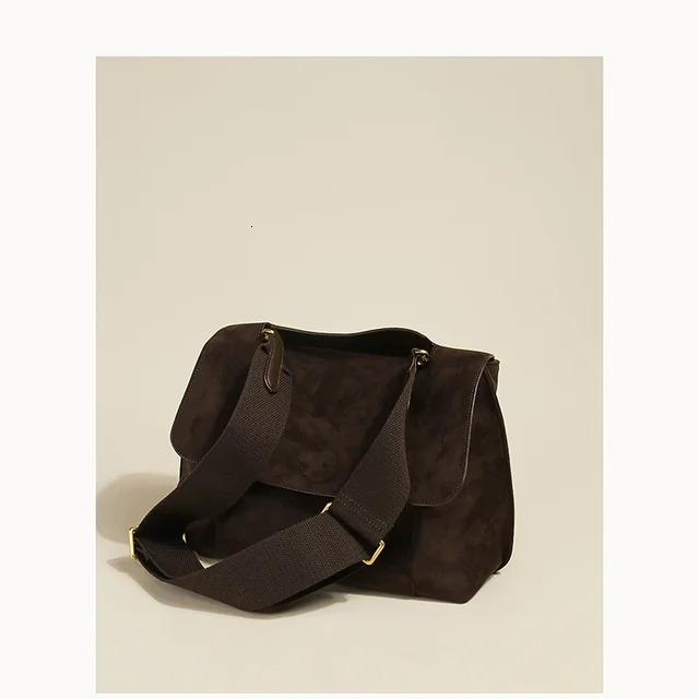Nubuck PU Leather Flap Shoulder Bags For Vintage Wide Strap Crossbody Large Capacity Women Designer Handbags Tote Bag Check