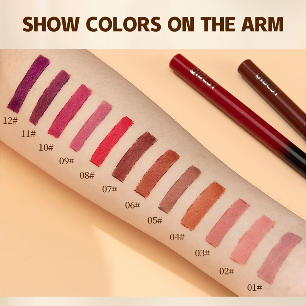 QI 12 Colors Matte Lipstick Pen Set Velvet Nude Lipstick Pencil Sexy Red Brown Pigments Lips Makeup Long Lasting Lip Tint 240412