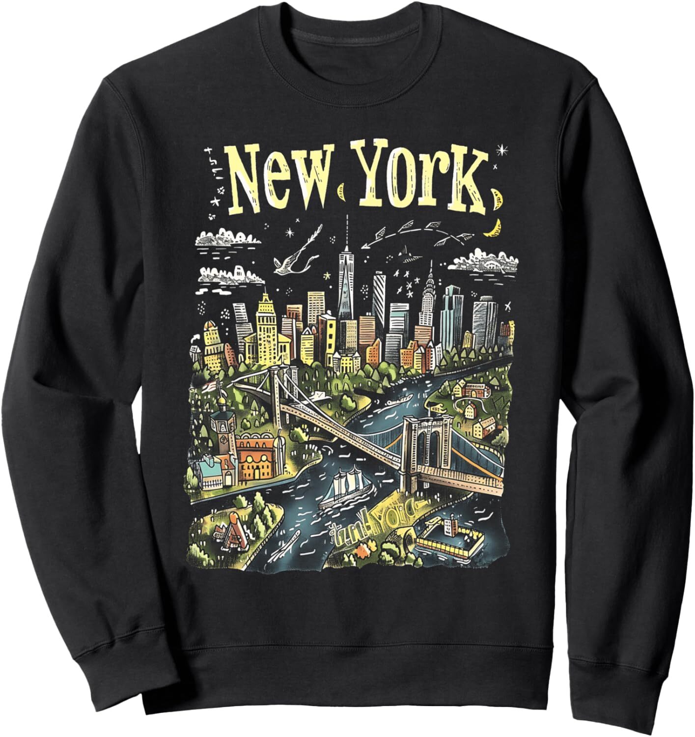 Long Sleeve Shirts for Men sweatshirt York City Skyline Drawing NYC Souvenir Gifts Graphic Tees Sweatshirt T shirt Tee Streetwear Casual tops clothes 