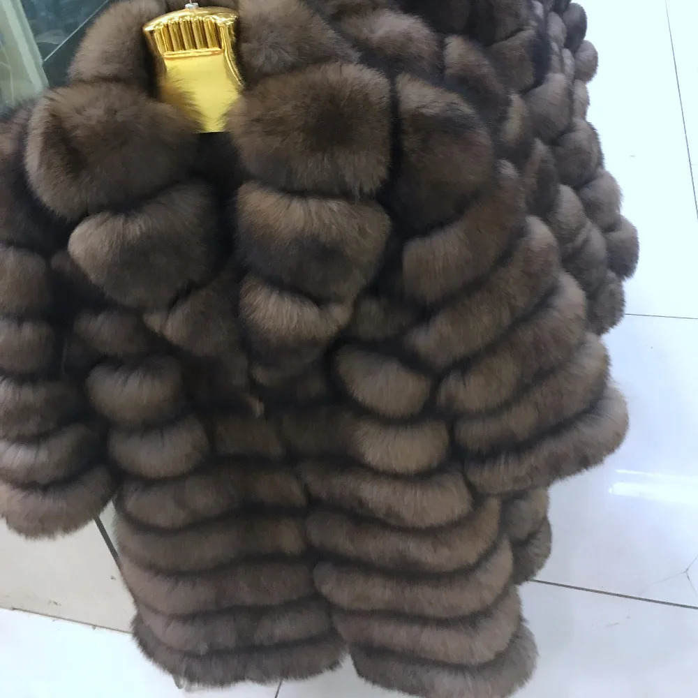 Suit collar Winter Real Fur Coat Thick Warm Sable Womens Light Brown Long Jacket The fur 241115