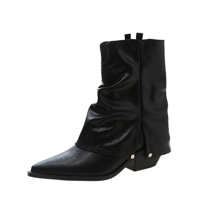 Autumn/Winter Women's Retro Pointed Thick Heel Short Boots Size35-42.
