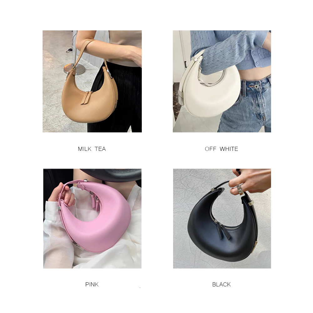 New Stylish Half Moon Women's Trend 2024 Underarm Armpit Bag Leather Purses Fashion Handbags dddmymoon