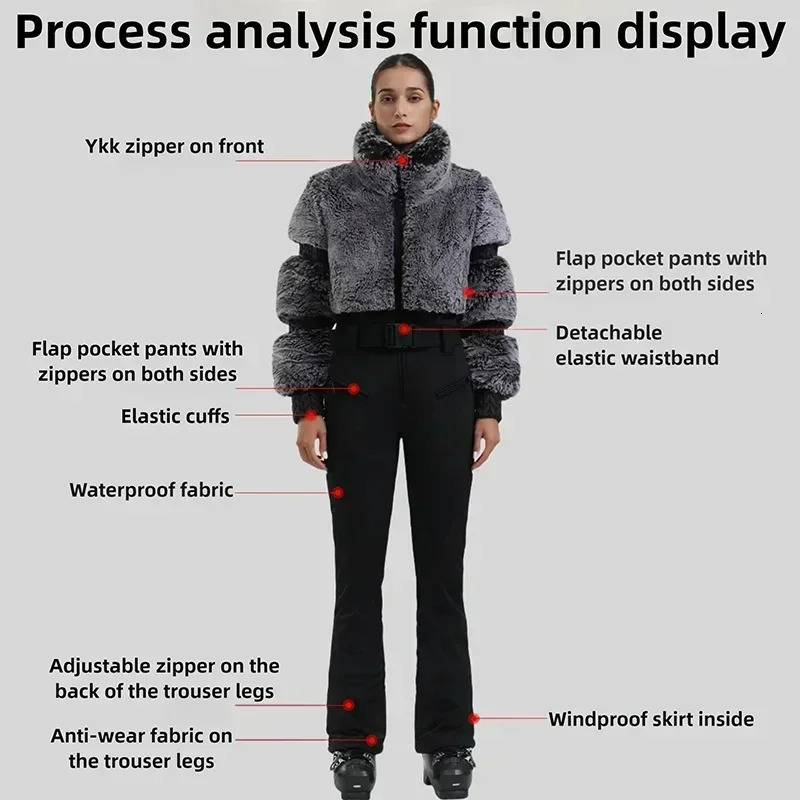 Outdoor Sports Slim Thermal 1Ps Hoodie Jumpsuits Winter Women Ski Clothing Windproof Snowboard Suit Waterproof Snow Set