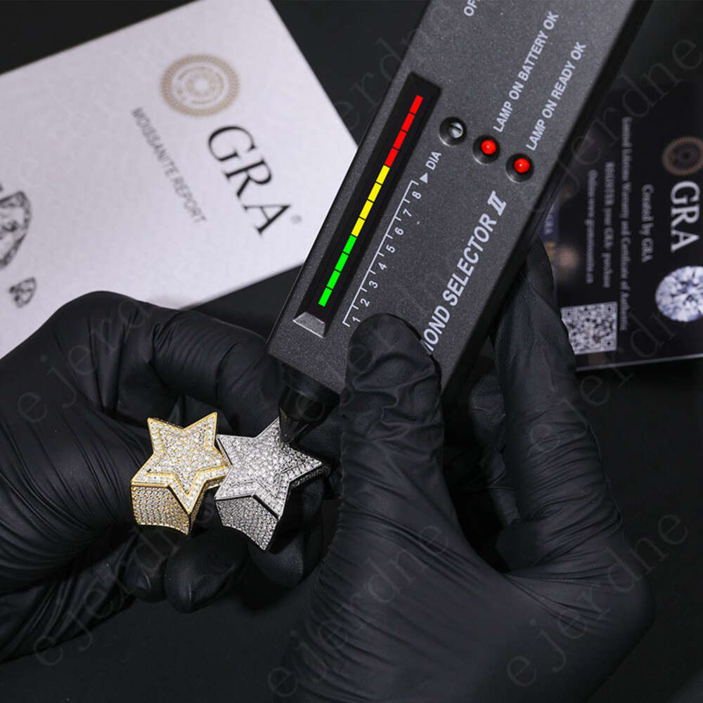 hip hop fashion rings mens platinum plated vvs1 moissanite star shaped ring designer jewelry