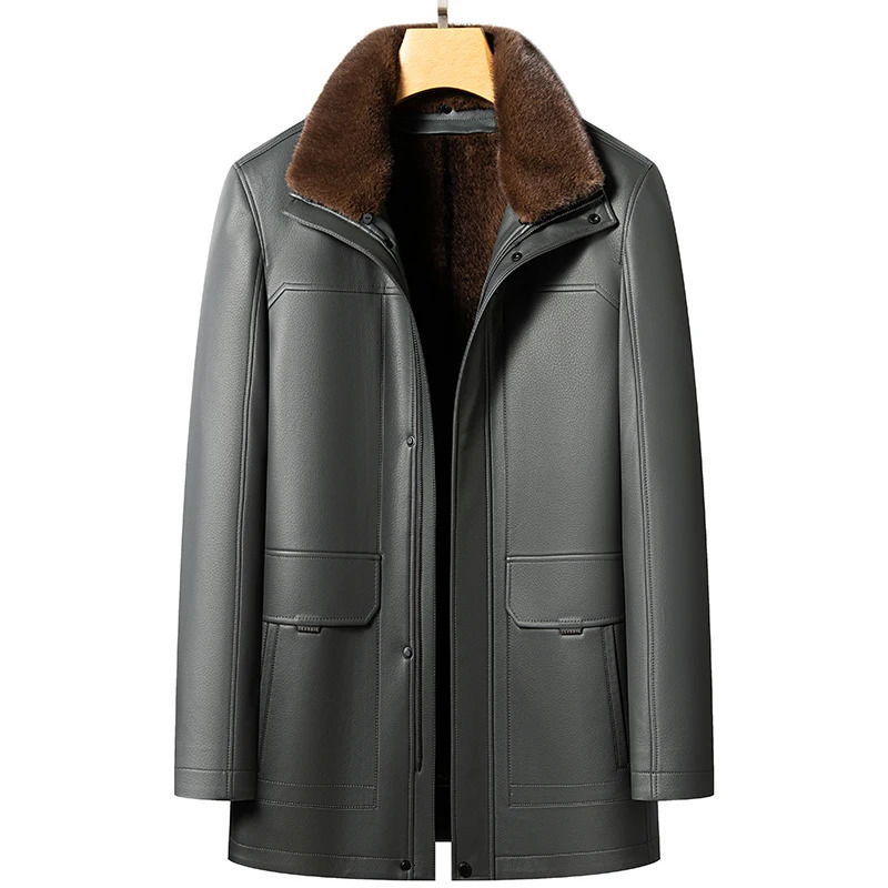 YN2398 natural leather pie overcomes mens winter mink collardetachable lining highend jacket windproof and warm 241115