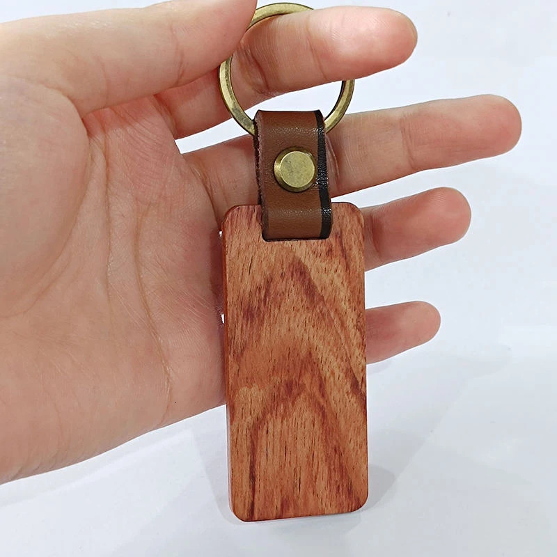 5 cherry wood keychains sturdy and durable. DIY lightweight backpack pendant with PU keychain 241115
