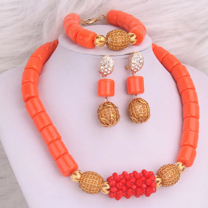 Dudo artificial coral bead Nigerian jewelry set with 10 colors available for traditional wedding women 241115