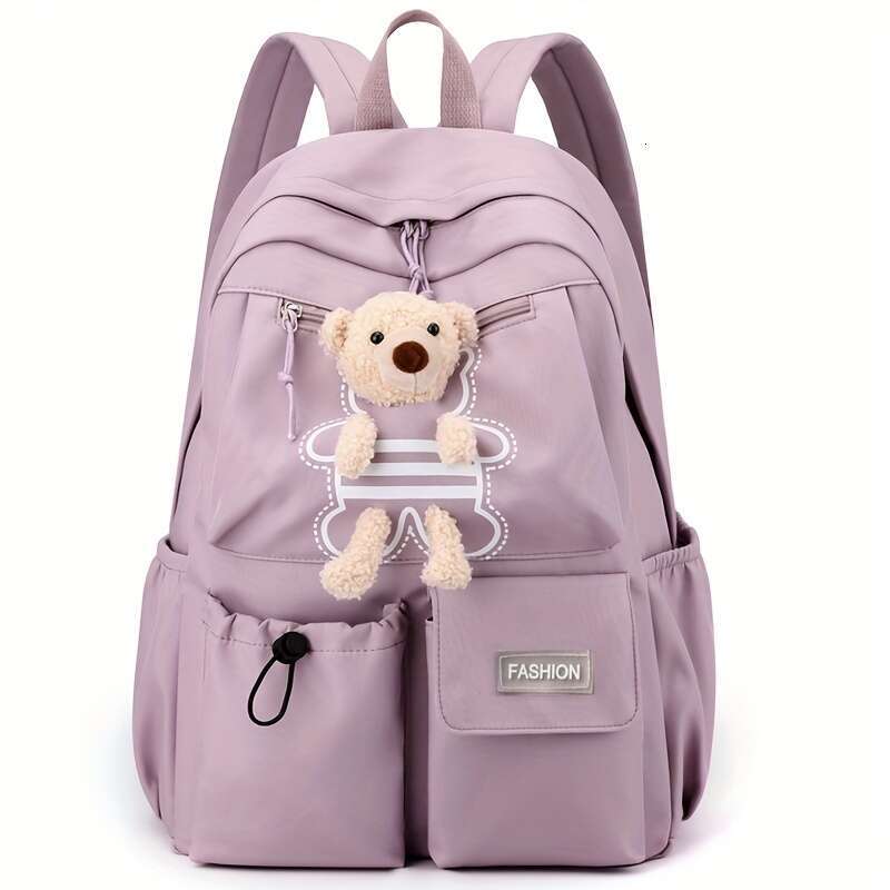Minimalist junior high school backpack, campus bear backpack