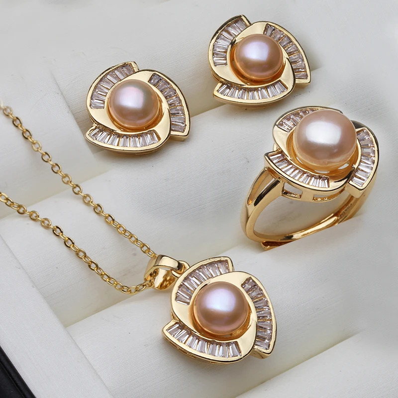 real pearl necklace and earring set 18K gold-plated elegant pearl set birthday mothers gift white 241115