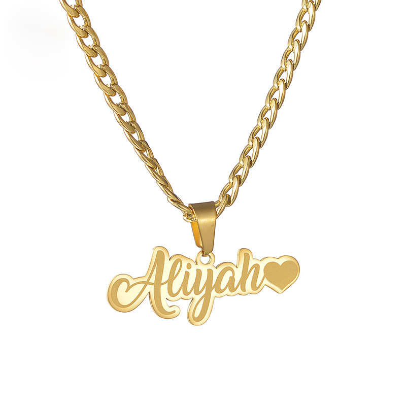 DIY Custom Stainless Steel Laser Marking Letters Name Pendant With NK Chain