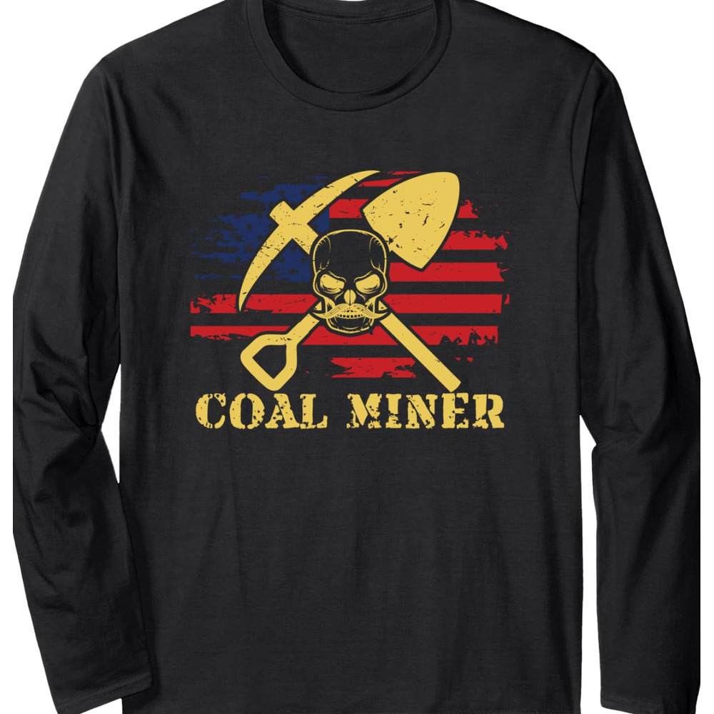 Long Sleeve Shirts for Men sweatshirt Awesome American Flag Proud Coal Miner Gift Long Sleeve T-Shirt T shirt Tee Streetwear Casual tops clothes