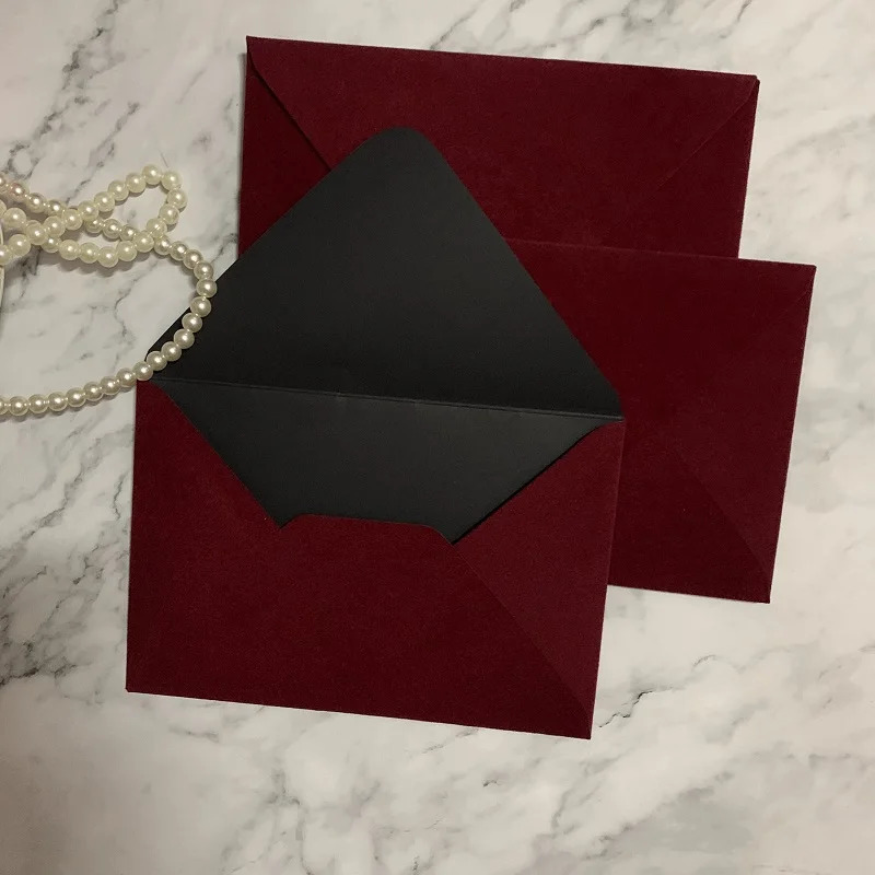 velvet envelope for wedding invitation cards in red green navy blue pink black 5x7 inches 6x6 inches 241115
