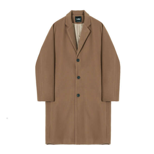 MYQ Men's Mid Long Autumn And Winter Korean Version Loose British Style Thick Woolen Coat Jacket