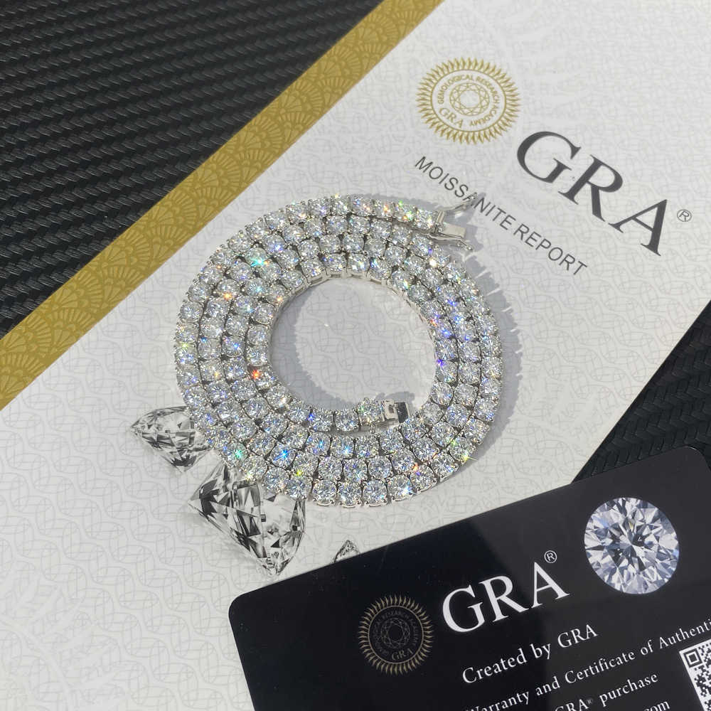 Fine Jewelry Hip Hop Sterg Sier VVS Moissanite Dia Cluster Iced Out Tennis Chain Bracelet Necklace For Men Women