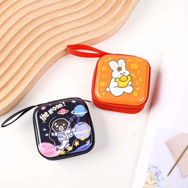 Designer's new astronaut tin square purse, children's coin handheld storage bag, little girl zipper bag